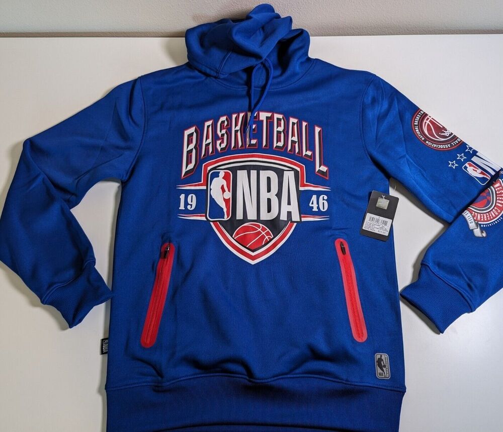 New NBA Mens Royal Blue Hoodie 1946 Zipper Front Pockets Authentic SZ M MSRP $75